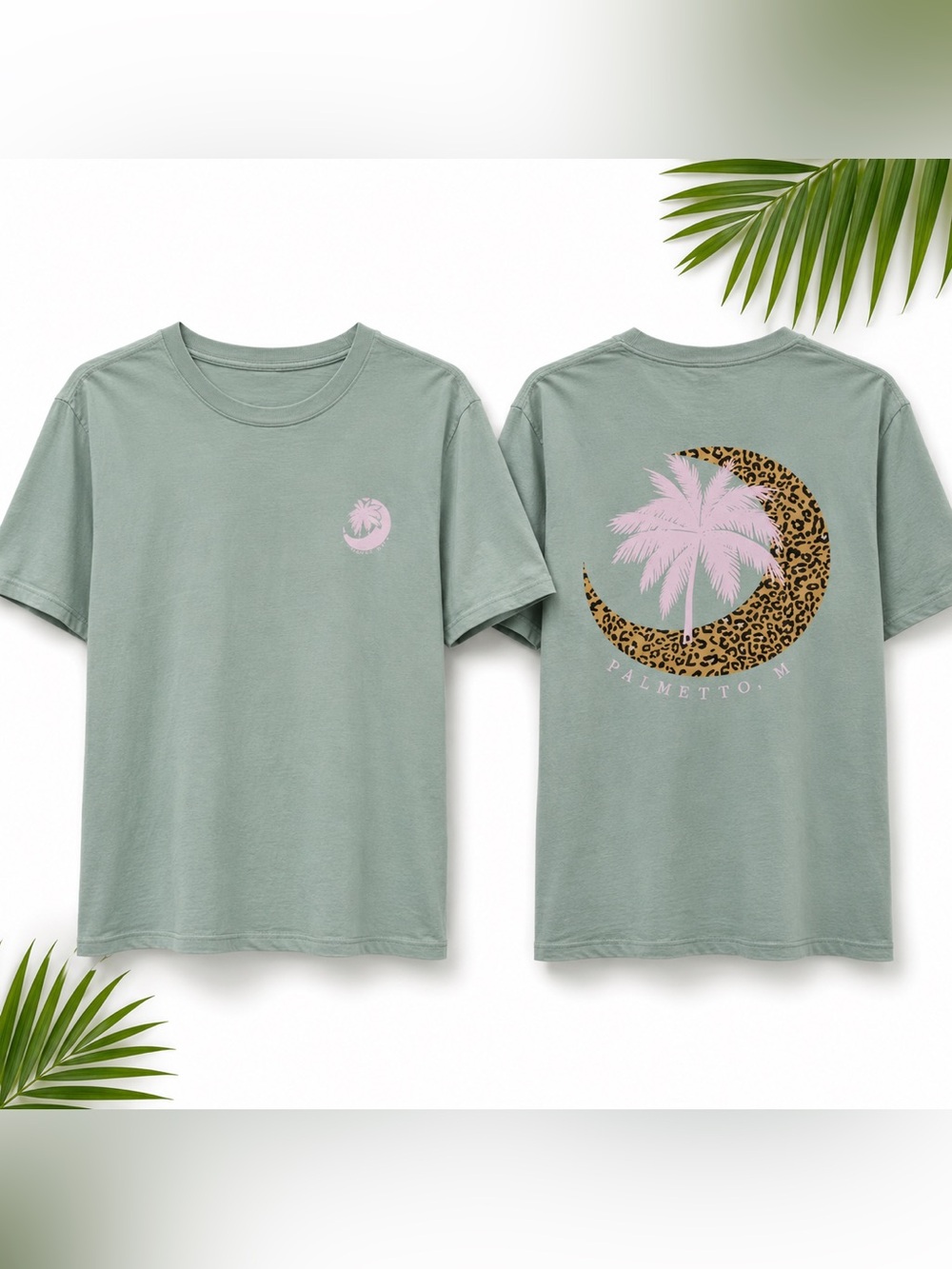 Palmetto Moon Mint Short Sleeve Tee with Minimal Crest - Women